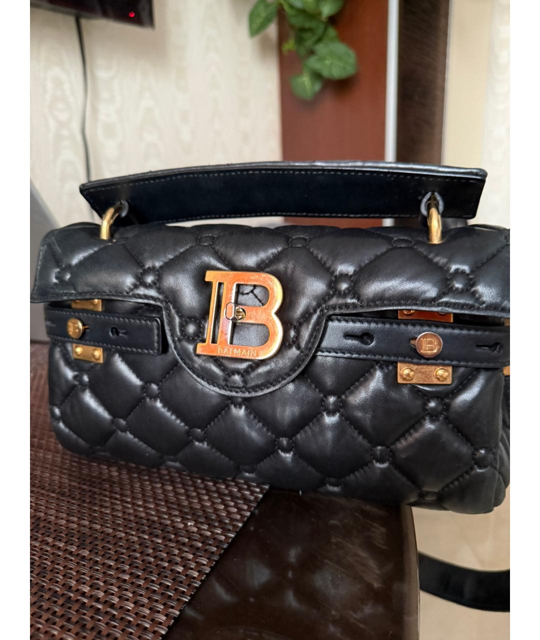 BALMAIN Черная кожаная сумка через плечо, фото 5