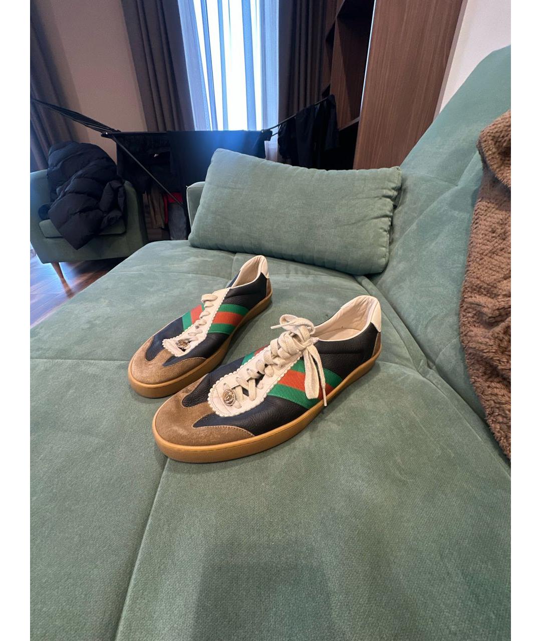 GUCCI Мульти низкие кроссовки / кеды из лакированной кожи, фото 5