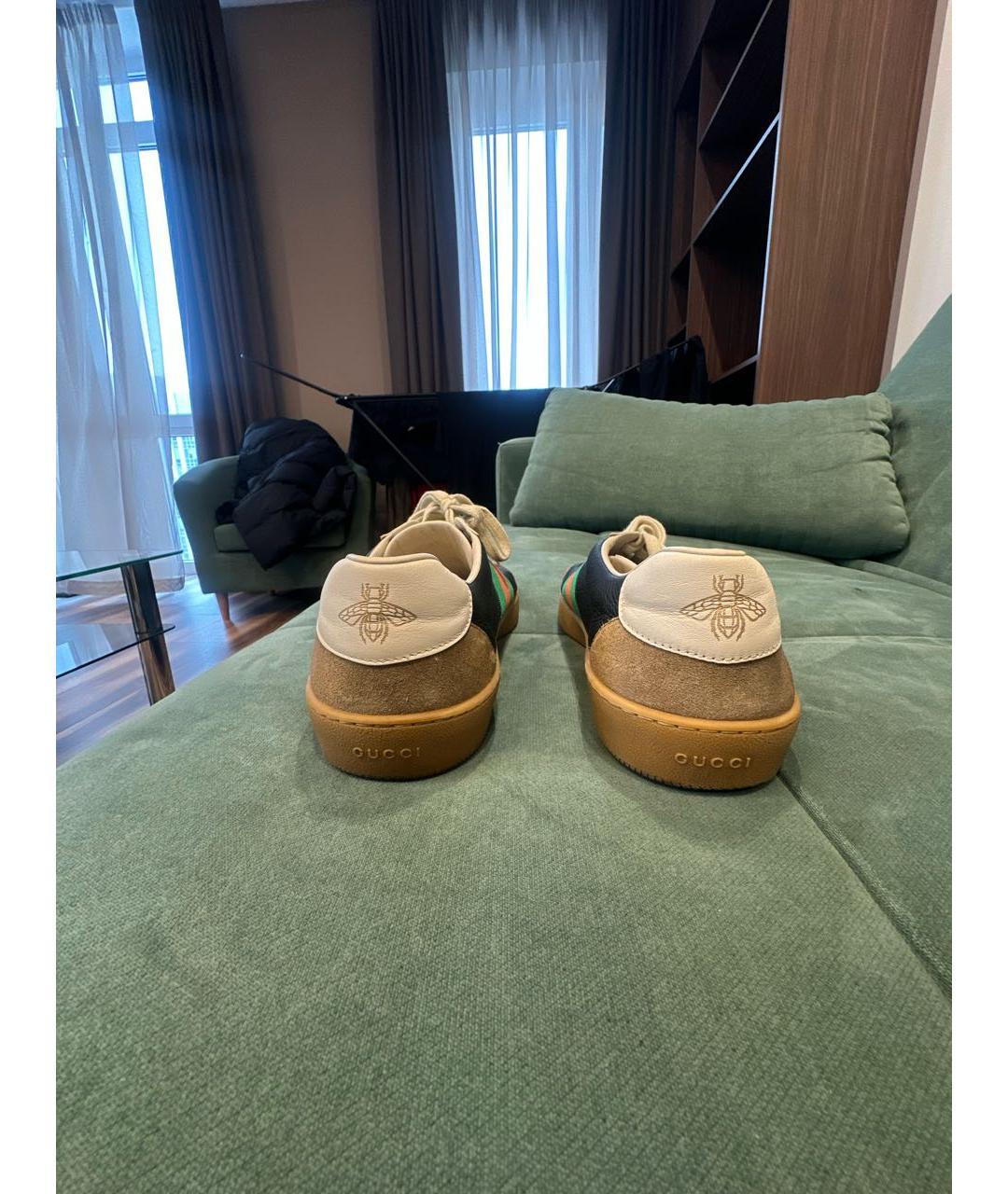 GUCCI Мульти низкие кроссовки / кеды из лакированной кожи, фото 4