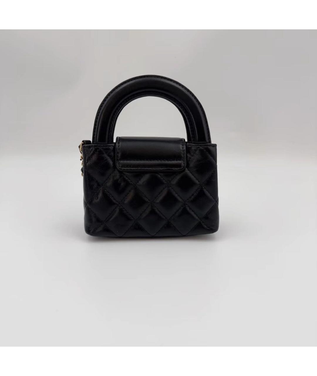 CHANEL Черная кожаная сумка с короткими ручками, фото 3