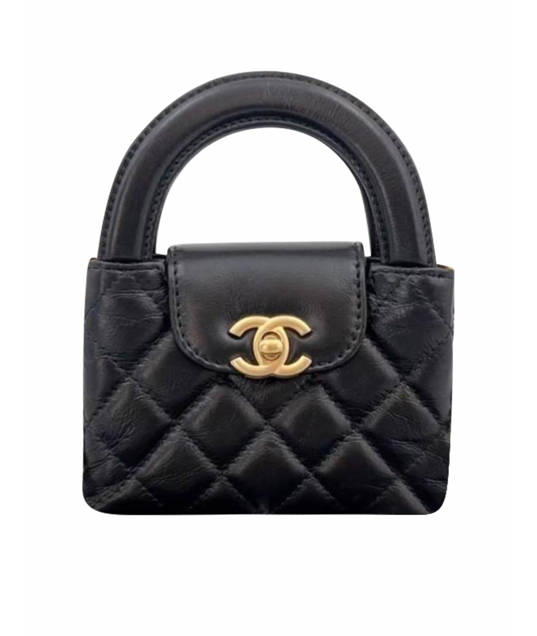CHANEL Черная кожаная сумка с короткими ручками, фото 1