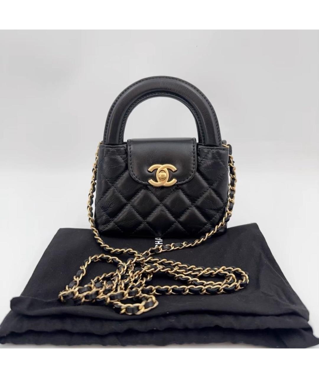 CHANEL Черная кожаная сумка с короткими ручками, фото 6