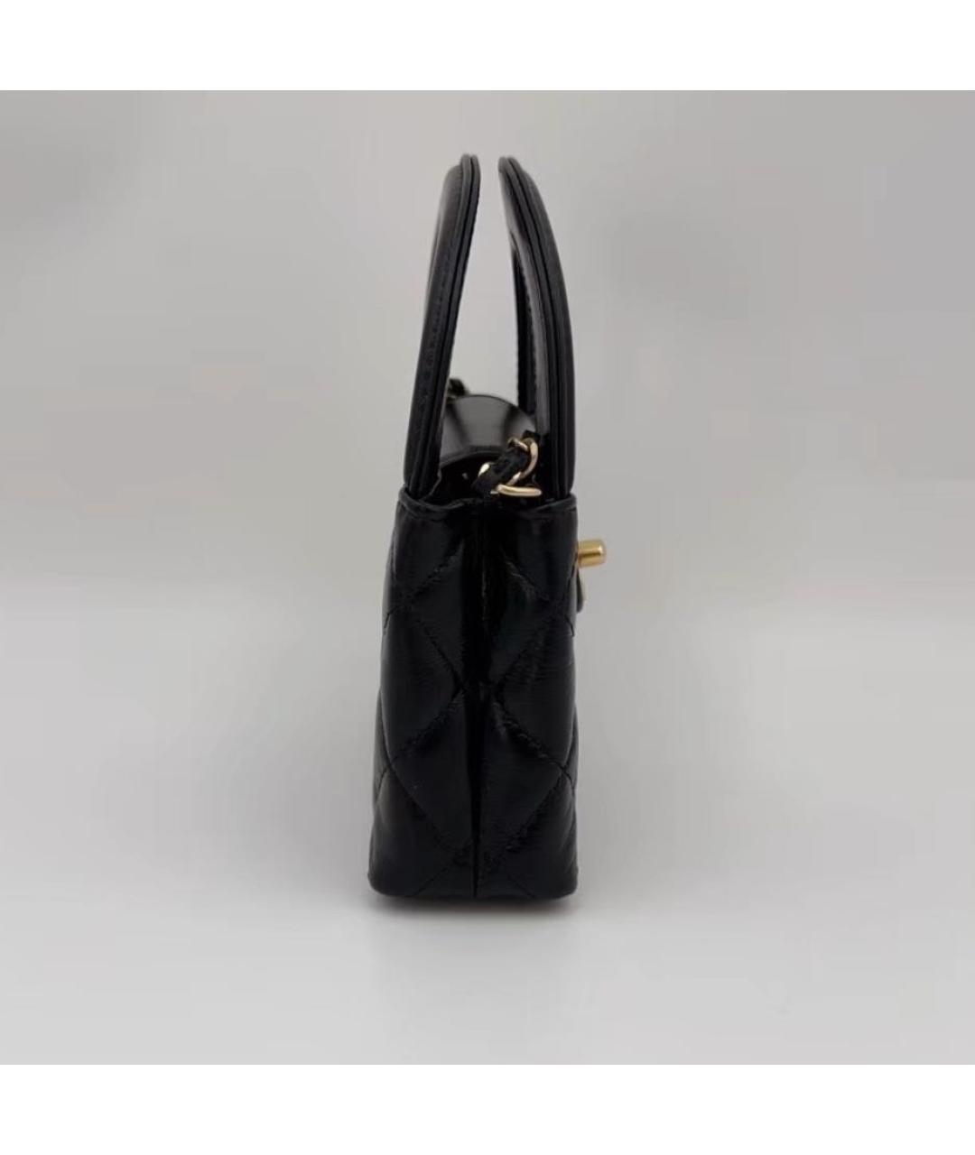 CHANEL Черная кожаная сумка с короткими ручками, фото 4