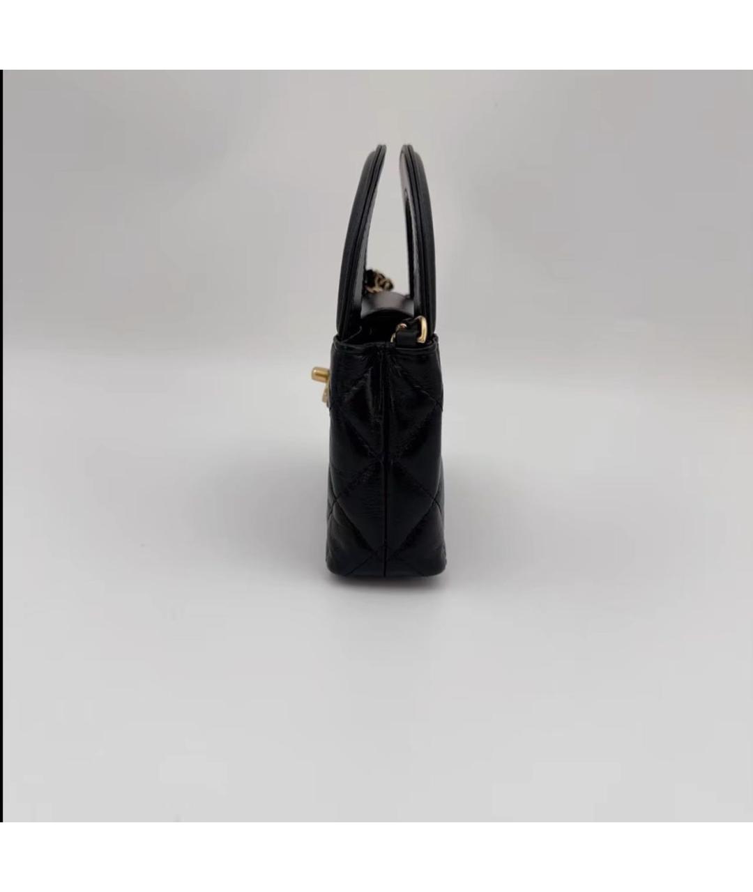 CHANEL Черная кожаная сумка с короткими ручками, фото 2