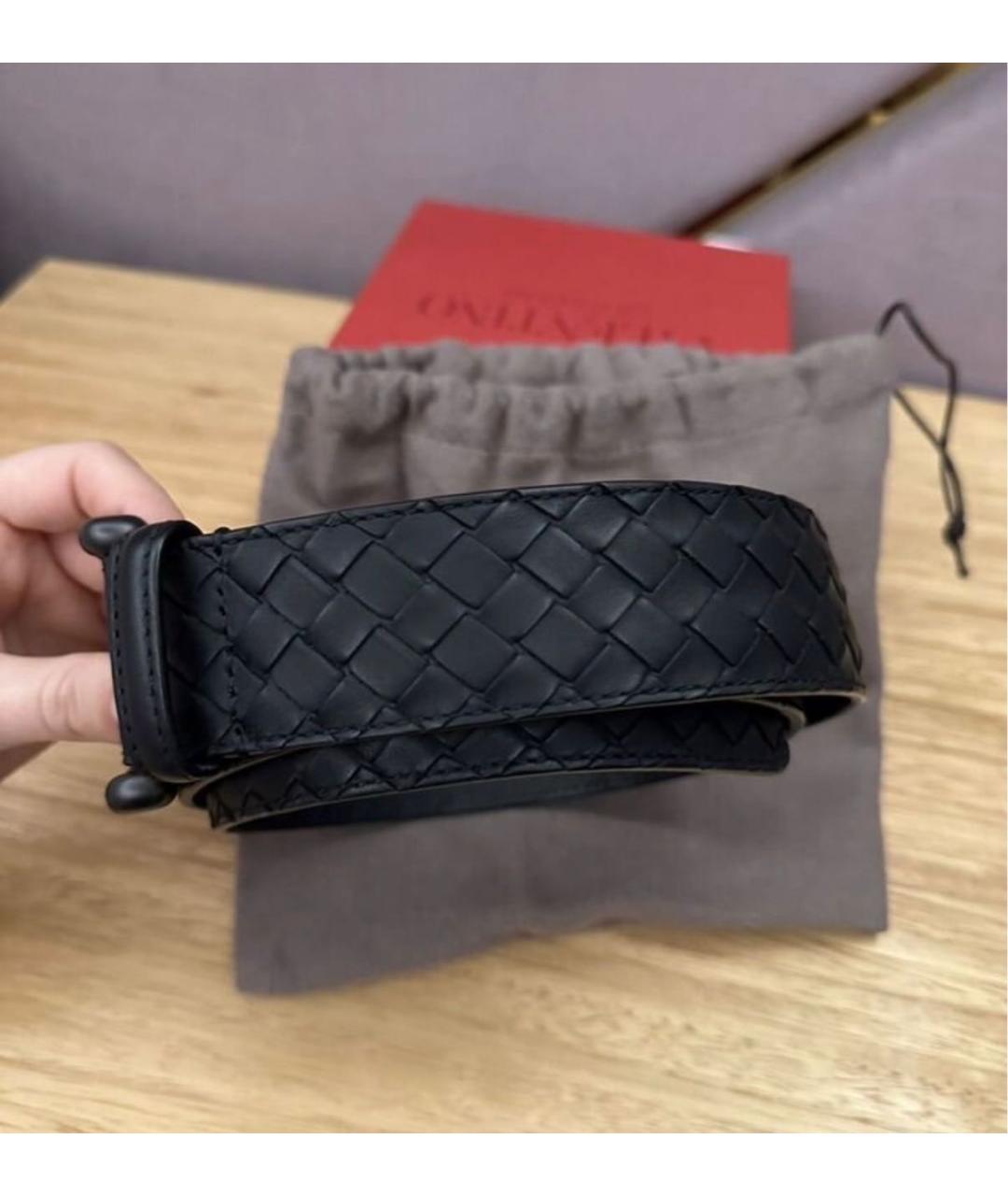 BOTTEGA VENETA Черный кожаный ремень, фото 7