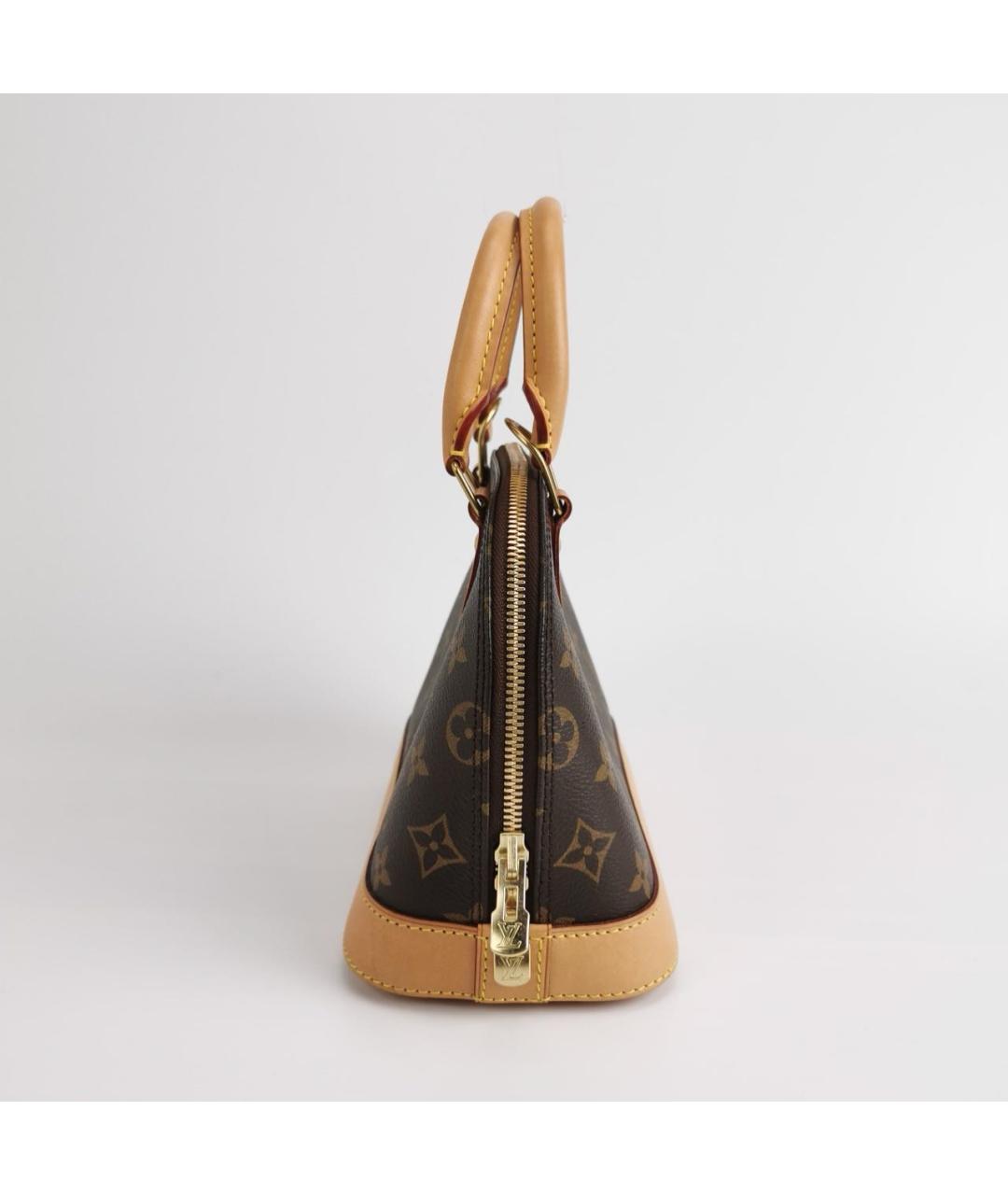 LOUIS VUITTON Коричневая кожаная сумка с короткими ручками, фото 3