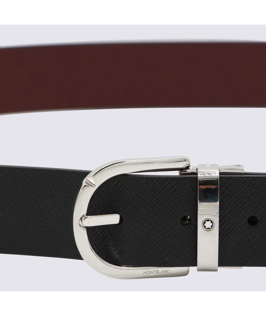MONTBLANC Черный кожаный ремень, фото 2