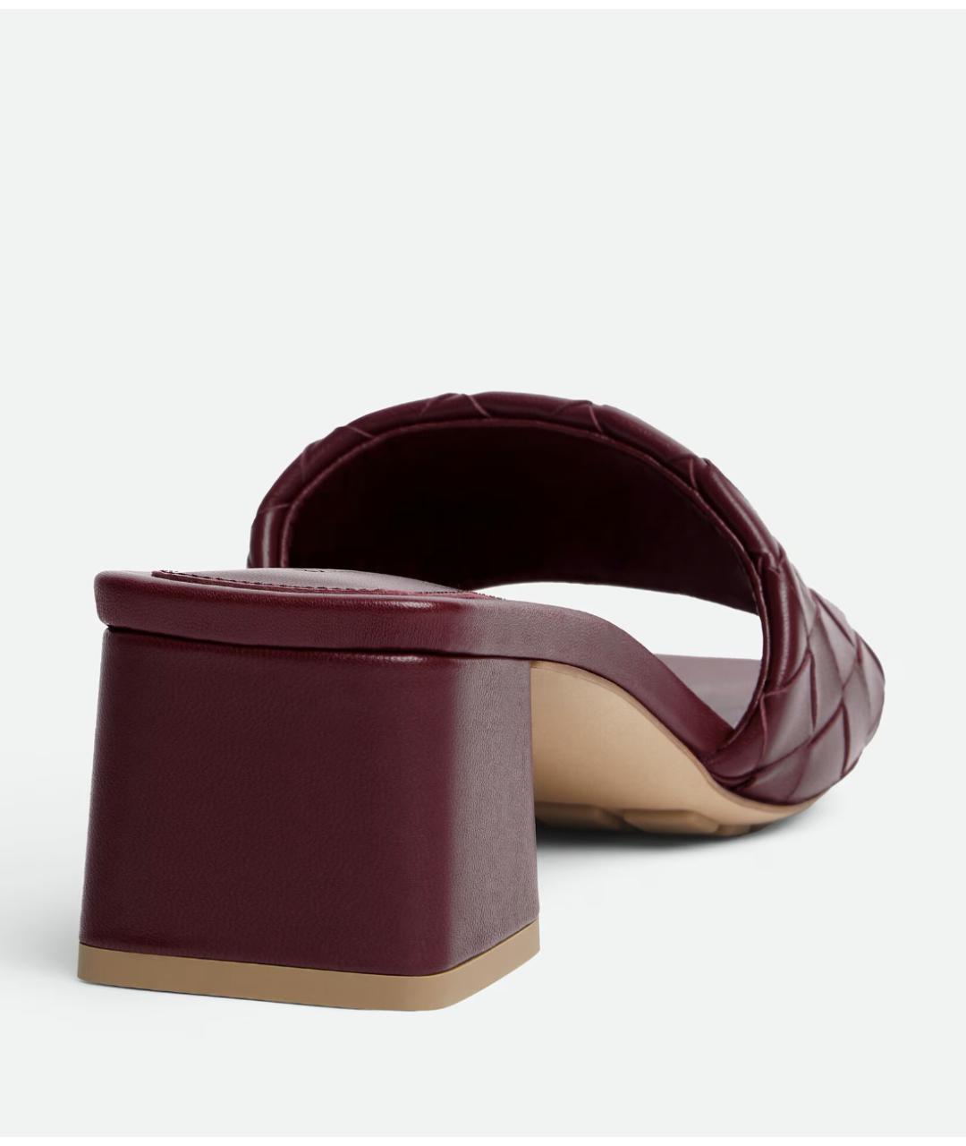 BOTTEGA VENETA Бордовые кожаные мюли, фото 5