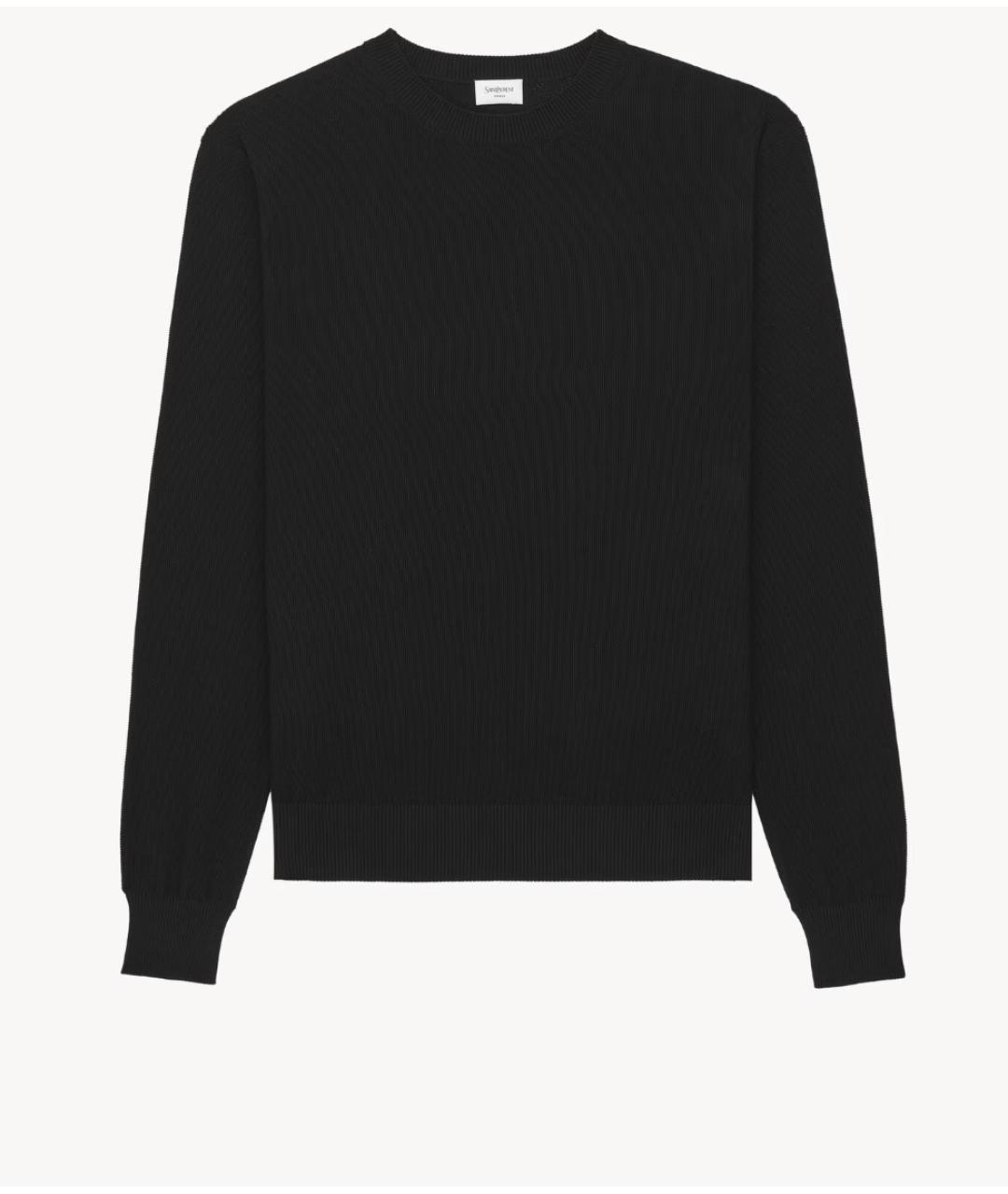 SAINT LAURENT Черный хлопковый джемпер / свитер, фото 3