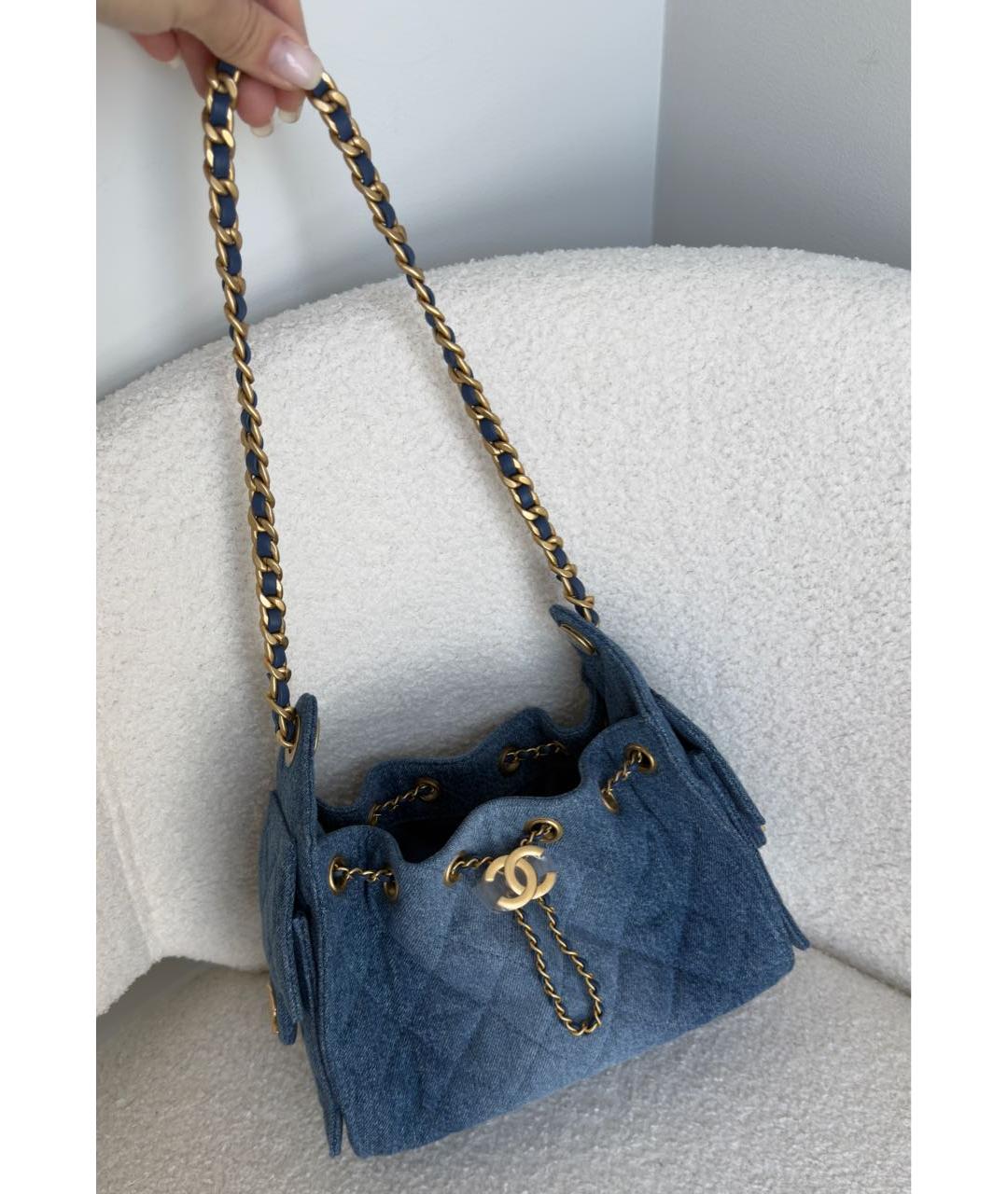 CHANEL Синяя деним сумка тоут, фото 5