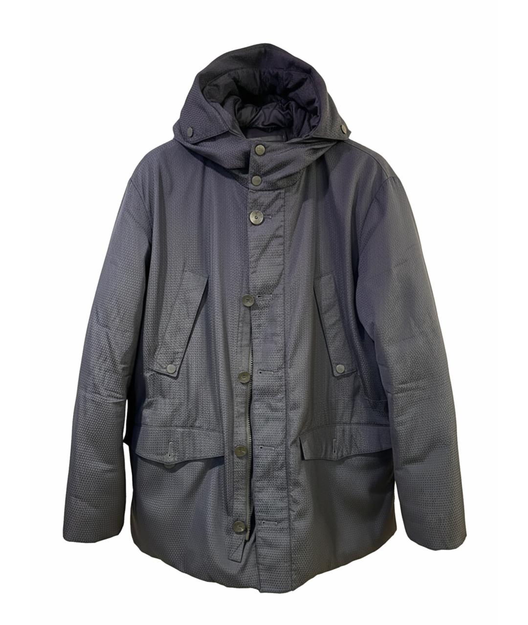 GIORGIO ARMANI Темно-синий синтетический пуховик, фото 1