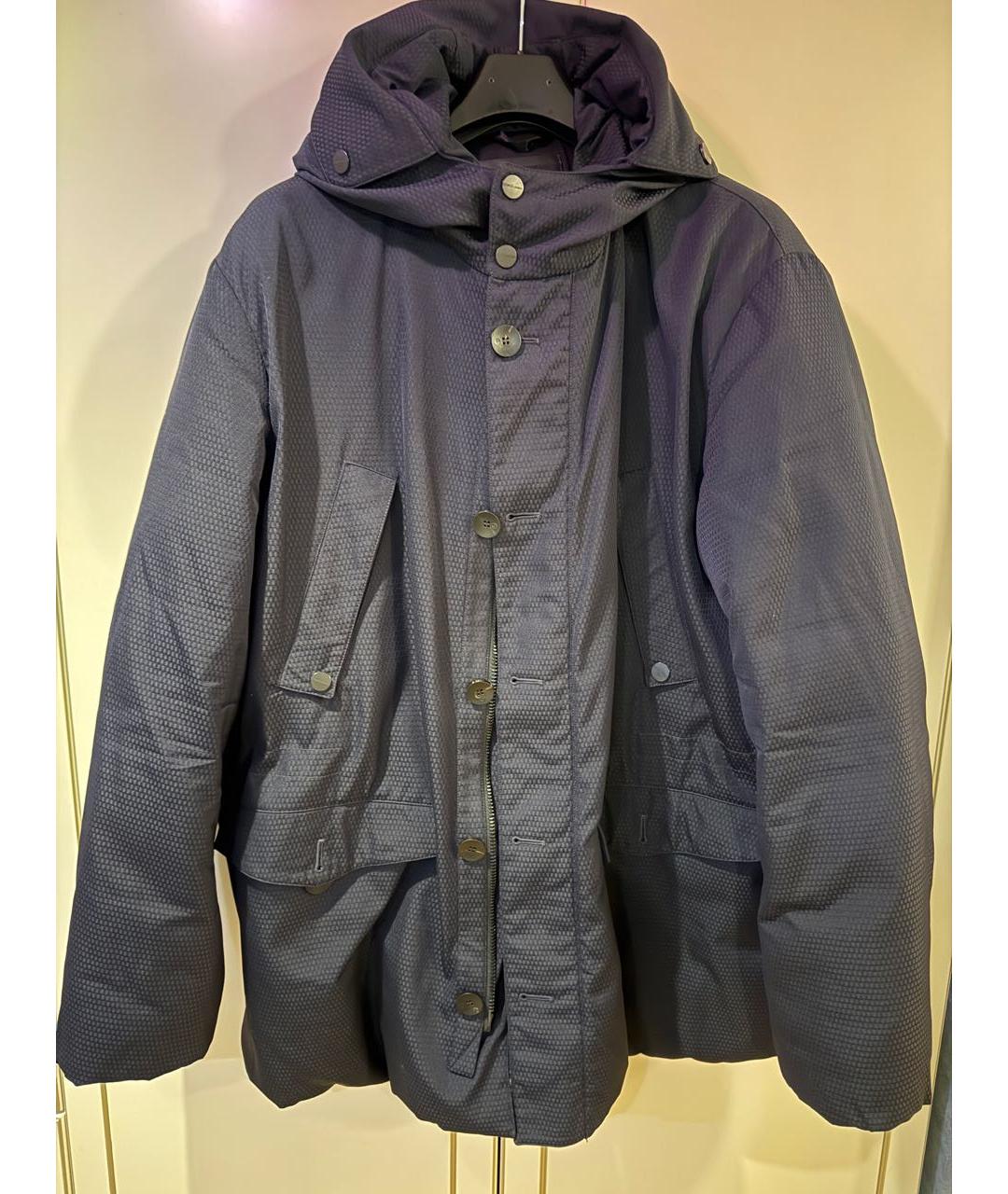 GIORGIO ARMANI Темно-синий синтетический пуховик, фото 2