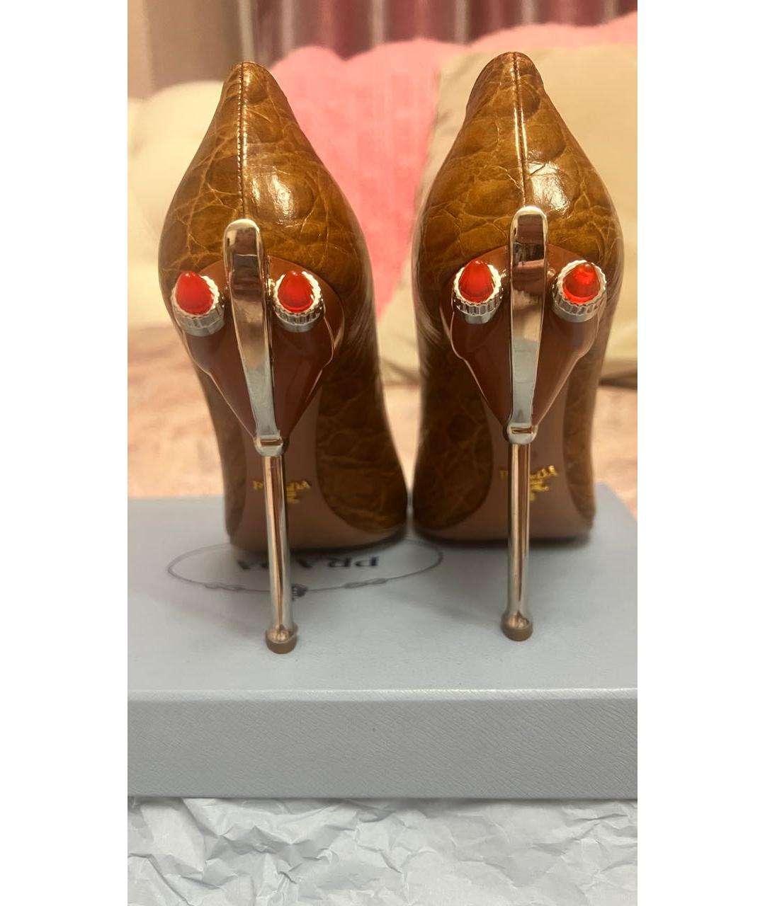 PRADA Коричневые туфли из экзотической кожи, фото 4