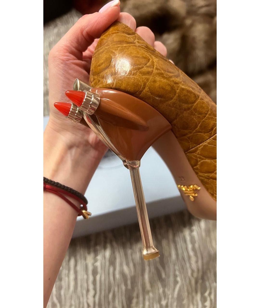 PRADA Коричневые туфли из экзотической кожи, фото 5