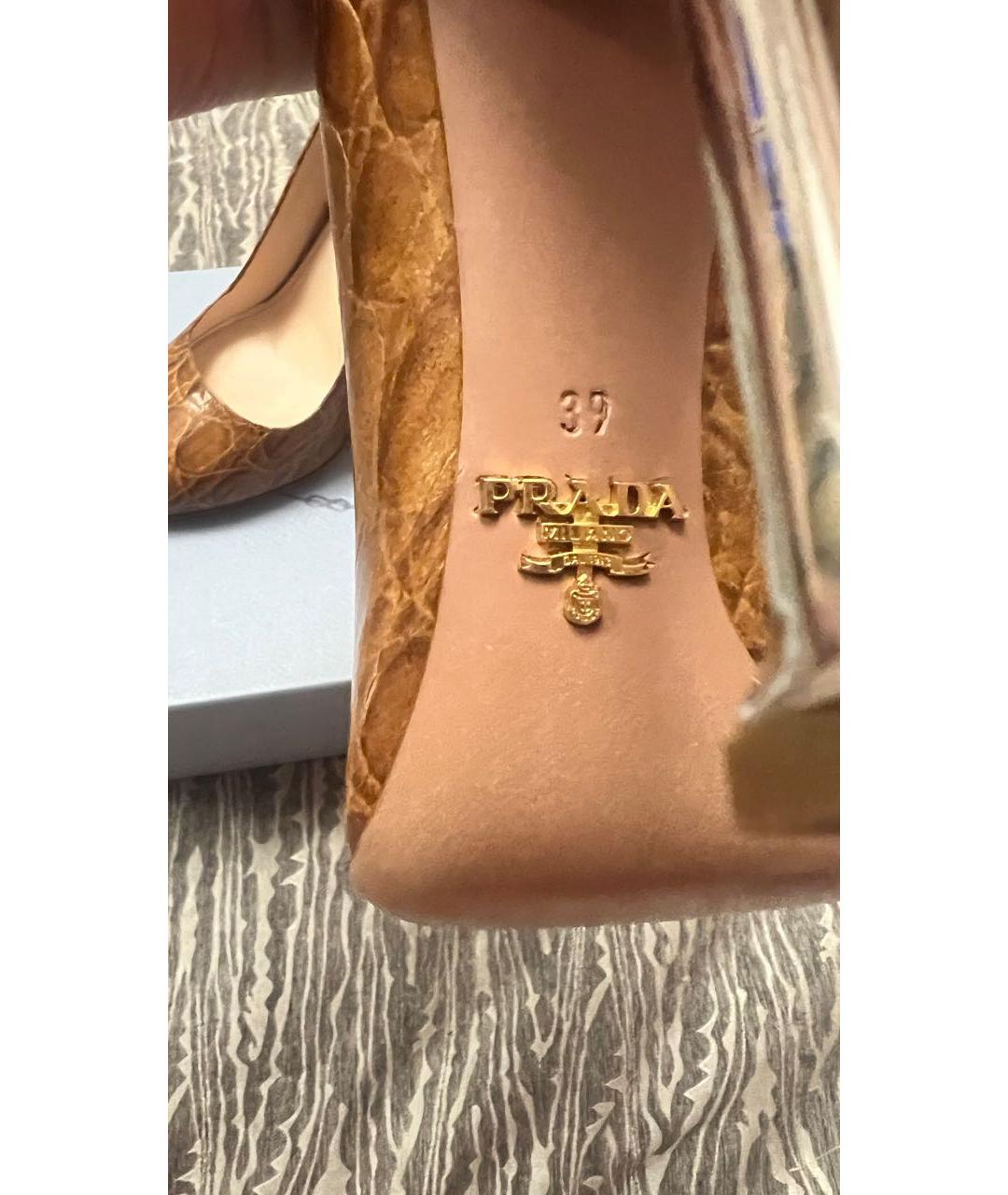 PRADA Коричневые туфли из экзотической кожи, фото 6