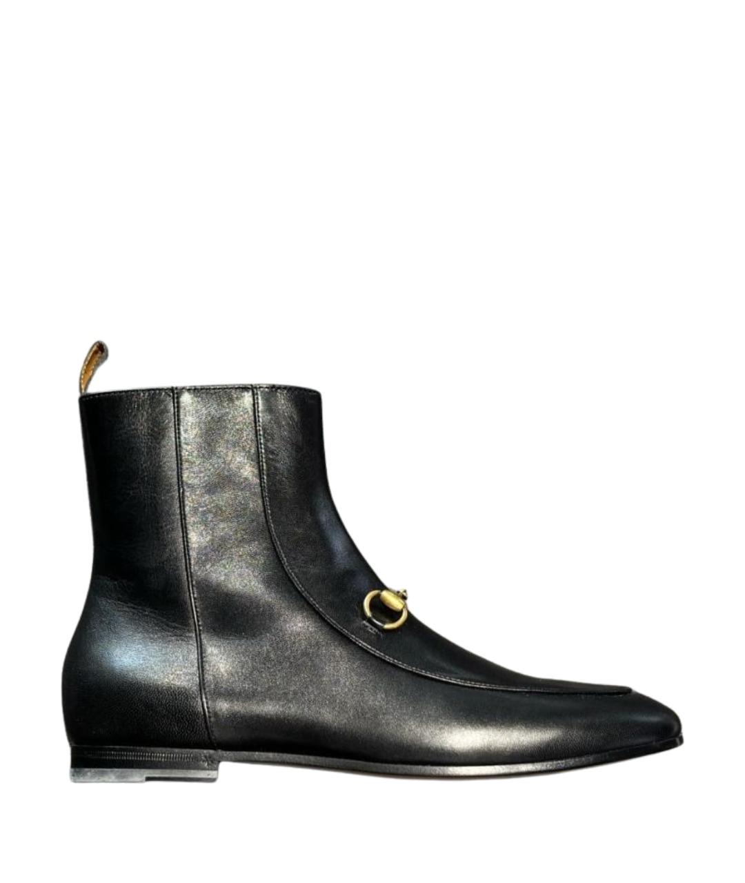 GUCCI Черные кожаные полусапоги, фото 1