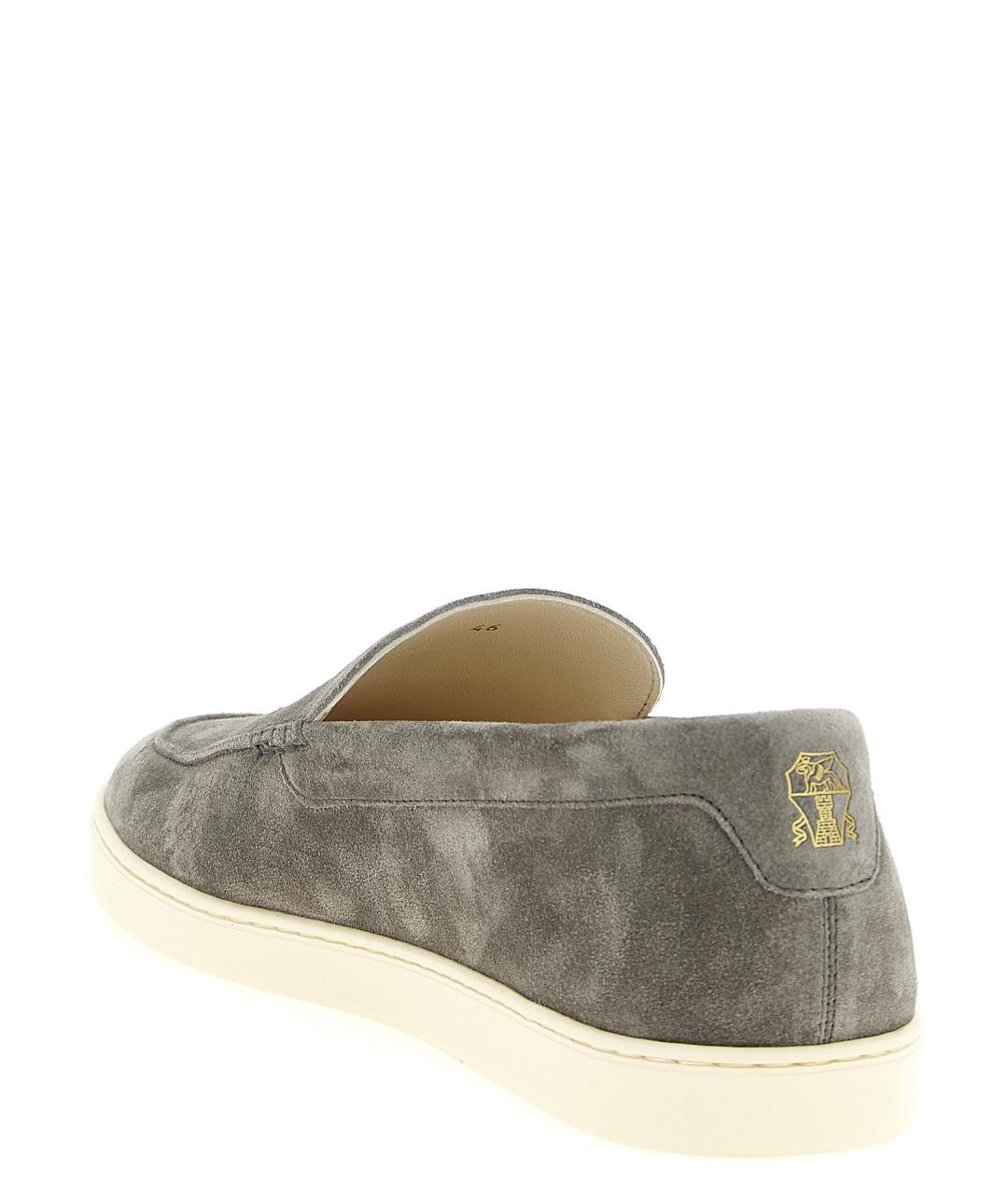 BRUNELLO CUCINELLI Серые замшевые слипоны, фото 3