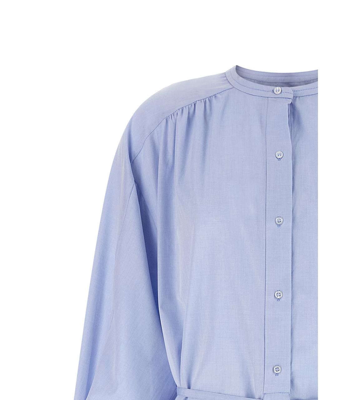 LOULOU STUDIO Голубое хлопковое повседневное платье, фото 3