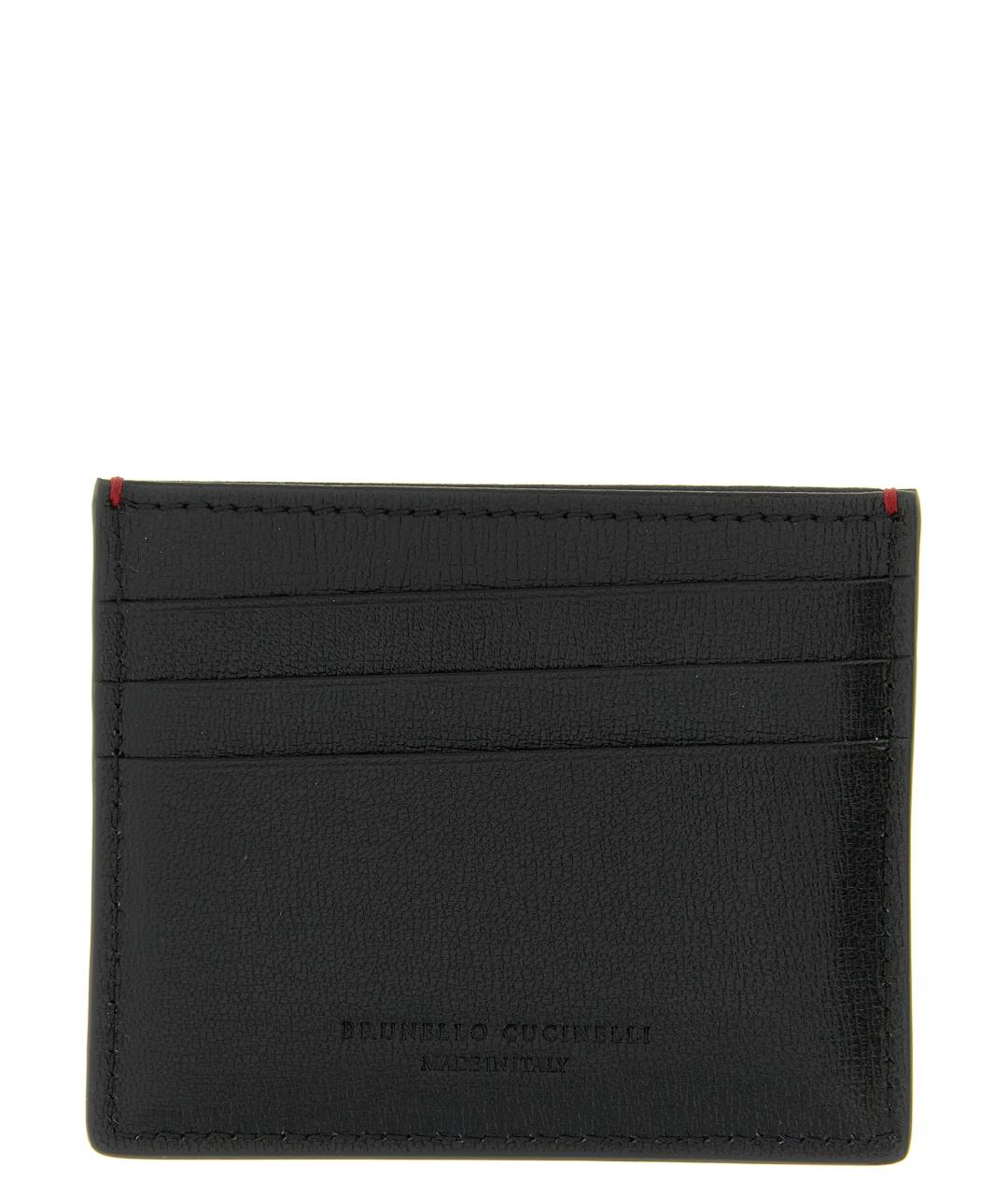 BRUNELLO CUCINELLI Черный кожаный кардхолдер, фото 2