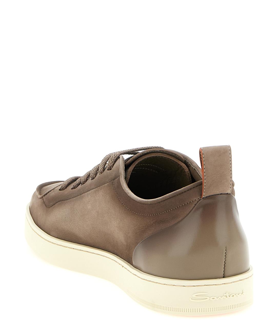 SANTONI Бежевые кожаные низкие кроссовки / кеды, фото 3