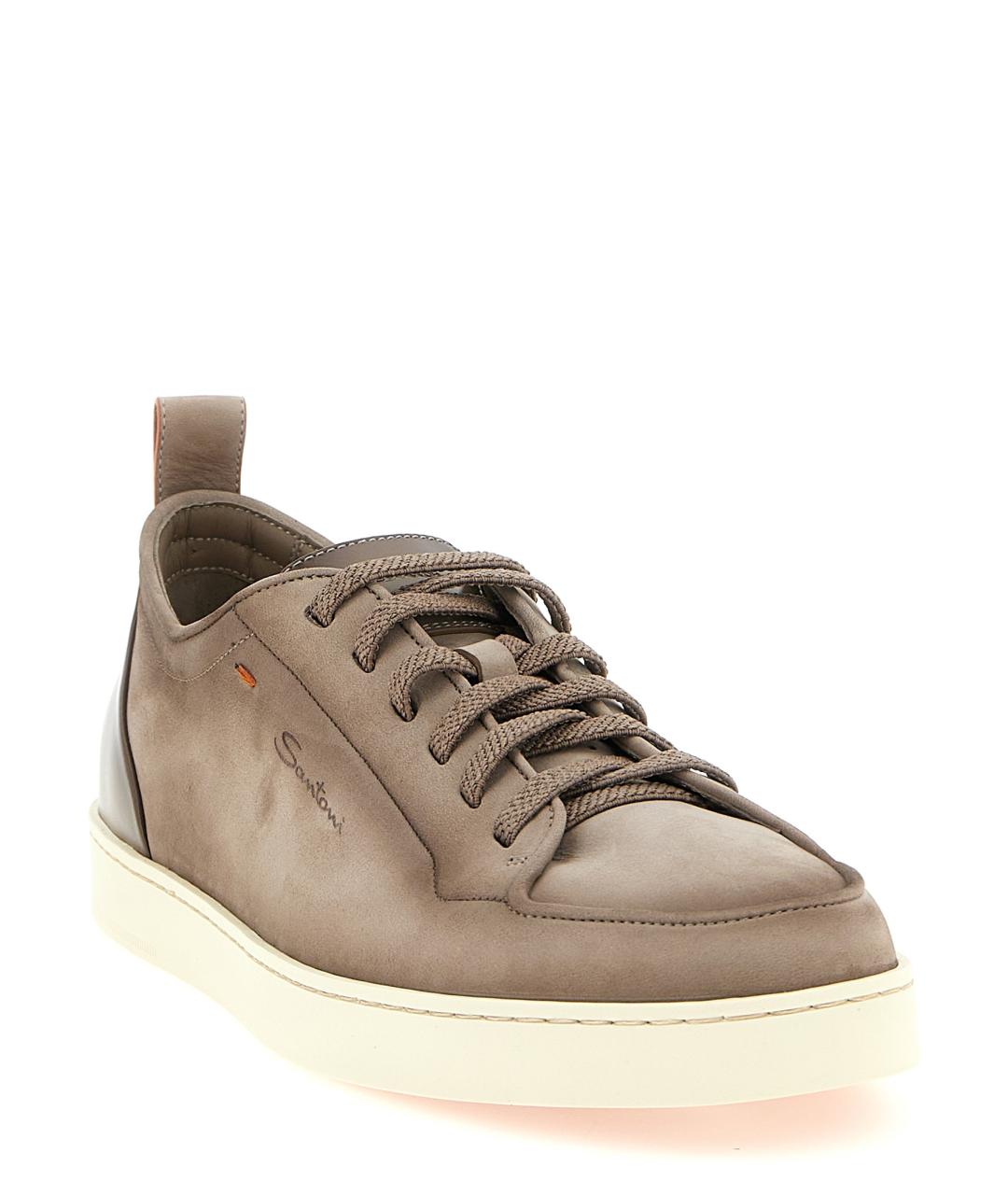 SANTONI Бежевые кожаные низкие кроссовки / кеды, фото 2