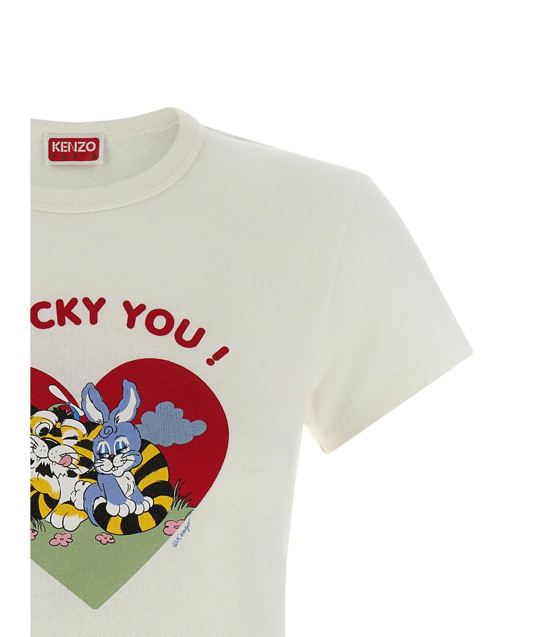 KENZO Белая хлопковая футболка, фото 3