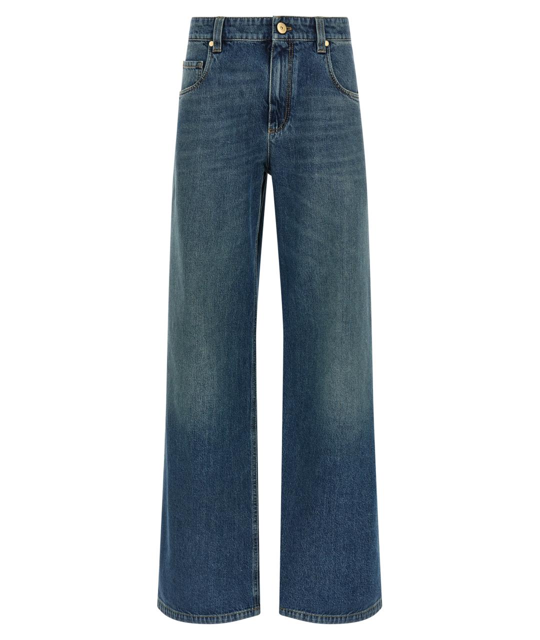 BRUNELLO CUCINELLI Синие хлопковые прямые джинсы, фото 1