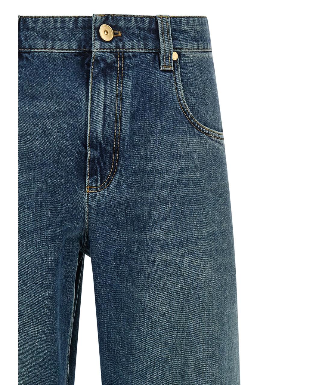 BRUNELLO CUCINELLI Синие хлопковые прямые джинсы, фото 3