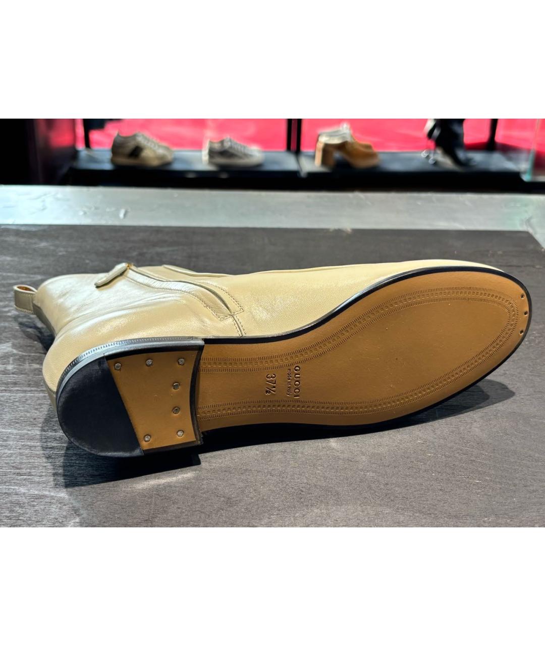 GUCCI Бежевые кожаные полусапоги, фото 5