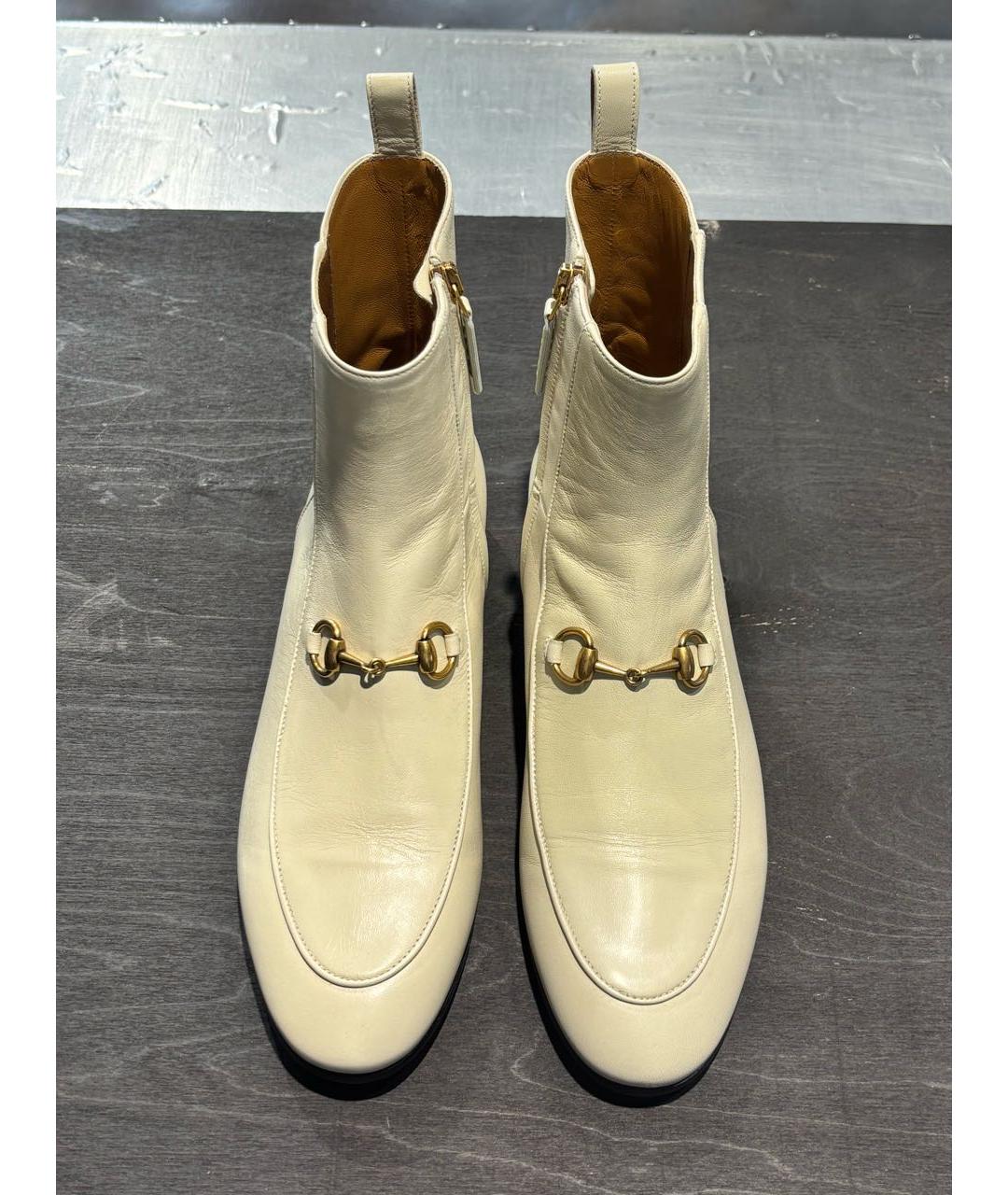 GUCCI Бежевые кожаные полусапоги, фото 4