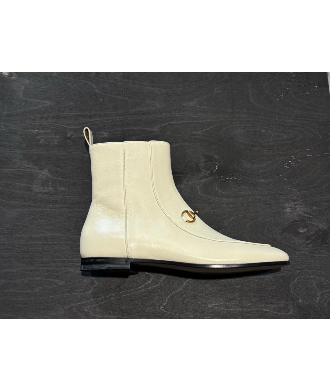 GUCCI Бежевые кожаные полусапоги, фото 6