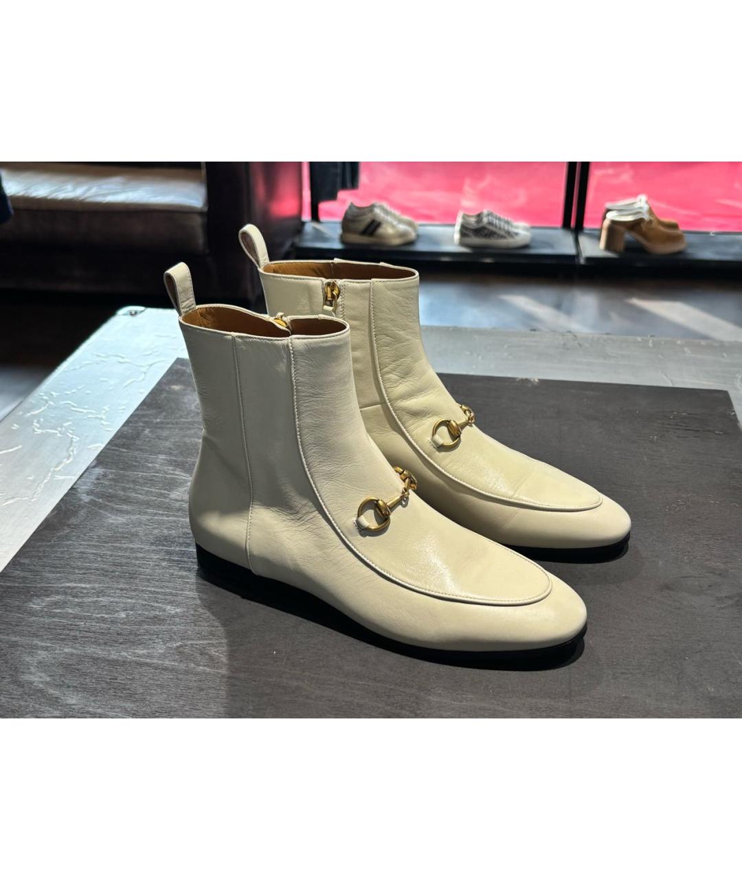 GUCCI Бежевые кожаные полусапоги, фото 2