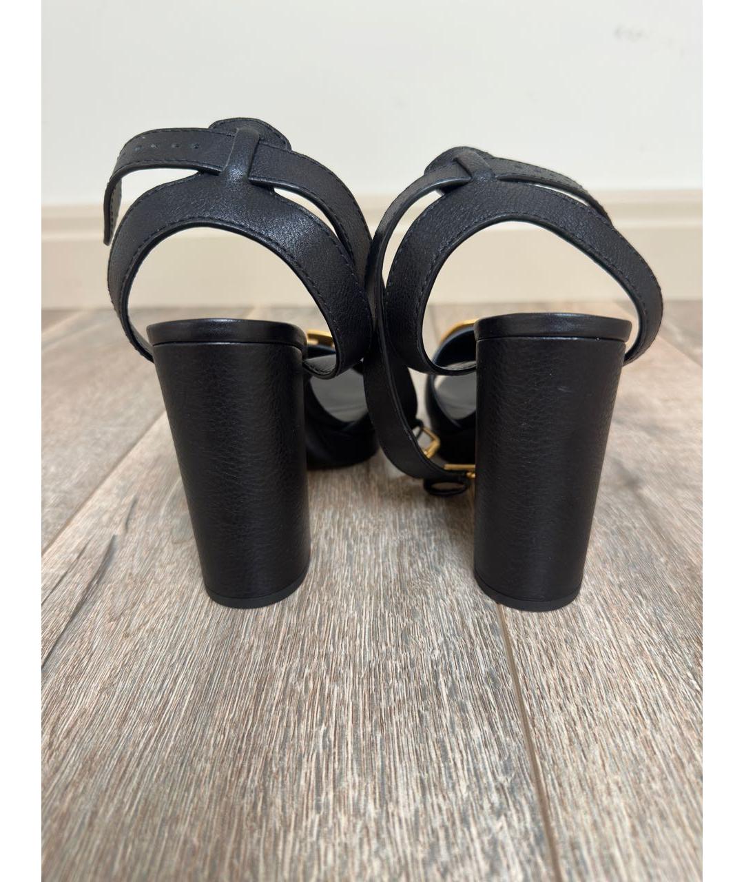 VALENTINO Черные кожаные босоножки, фото 4