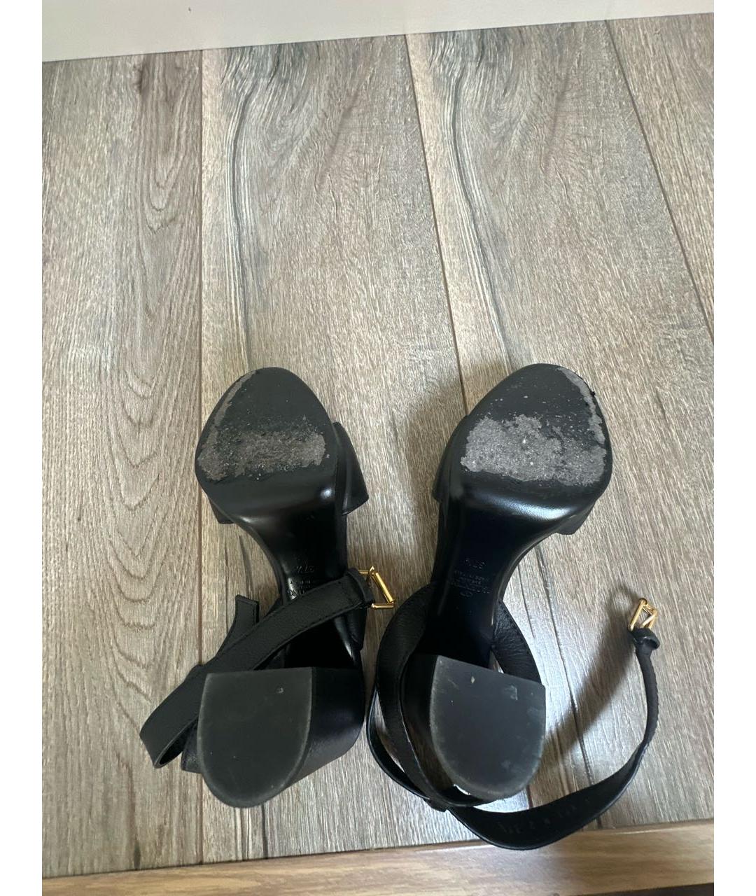 VALENTINO Черные кожаные босоножки, фото 8