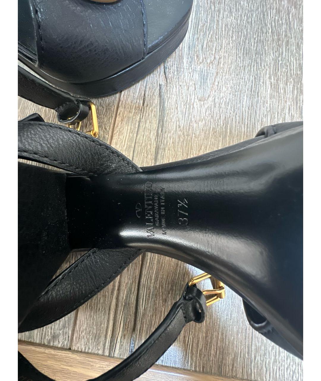 VALENTINO Черные кожаные босоножки, фото 7