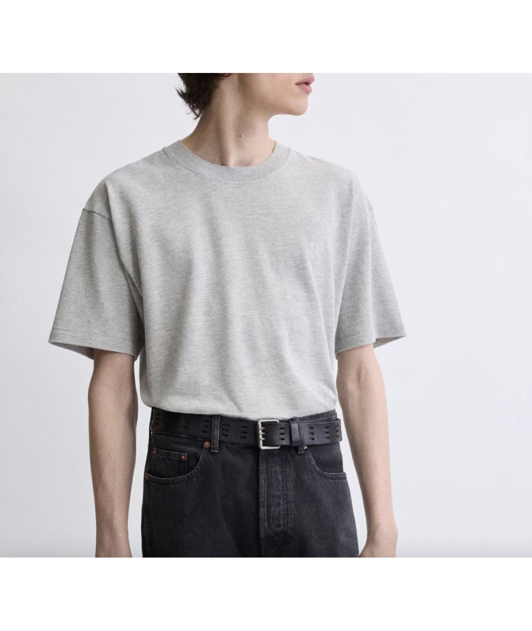 SAINT LAURENT Серая хлопковая футболка, фото 2