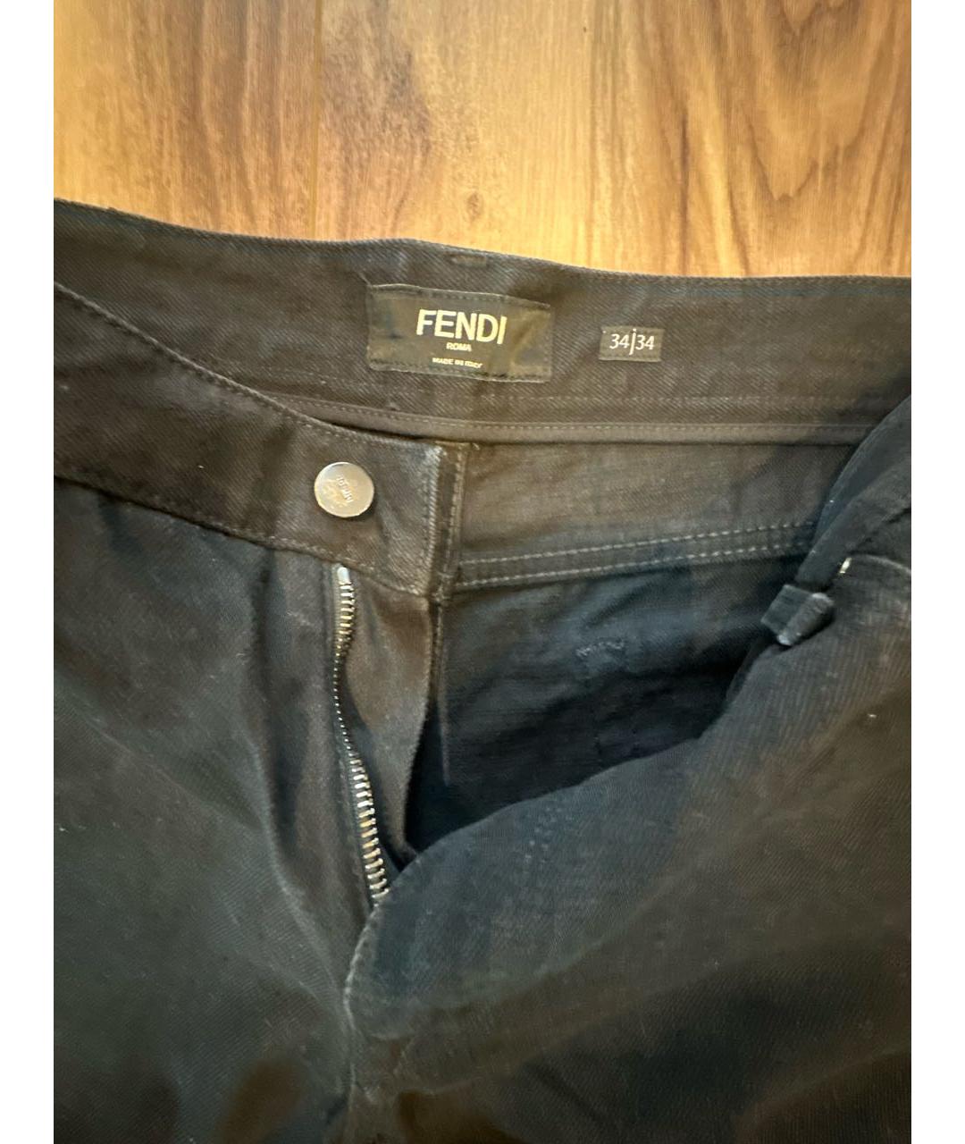 FENDI Черные хлопковые прямые джинсы, фото 6
