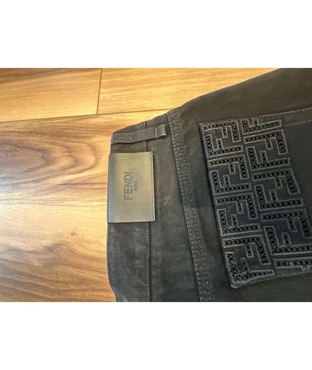 FENDI Черные хлопковые прямые джинсы, фото 5