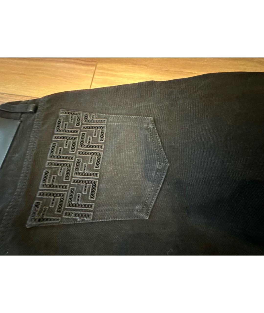 FENDI Черные хлопковые прямые джинсы, фото 4