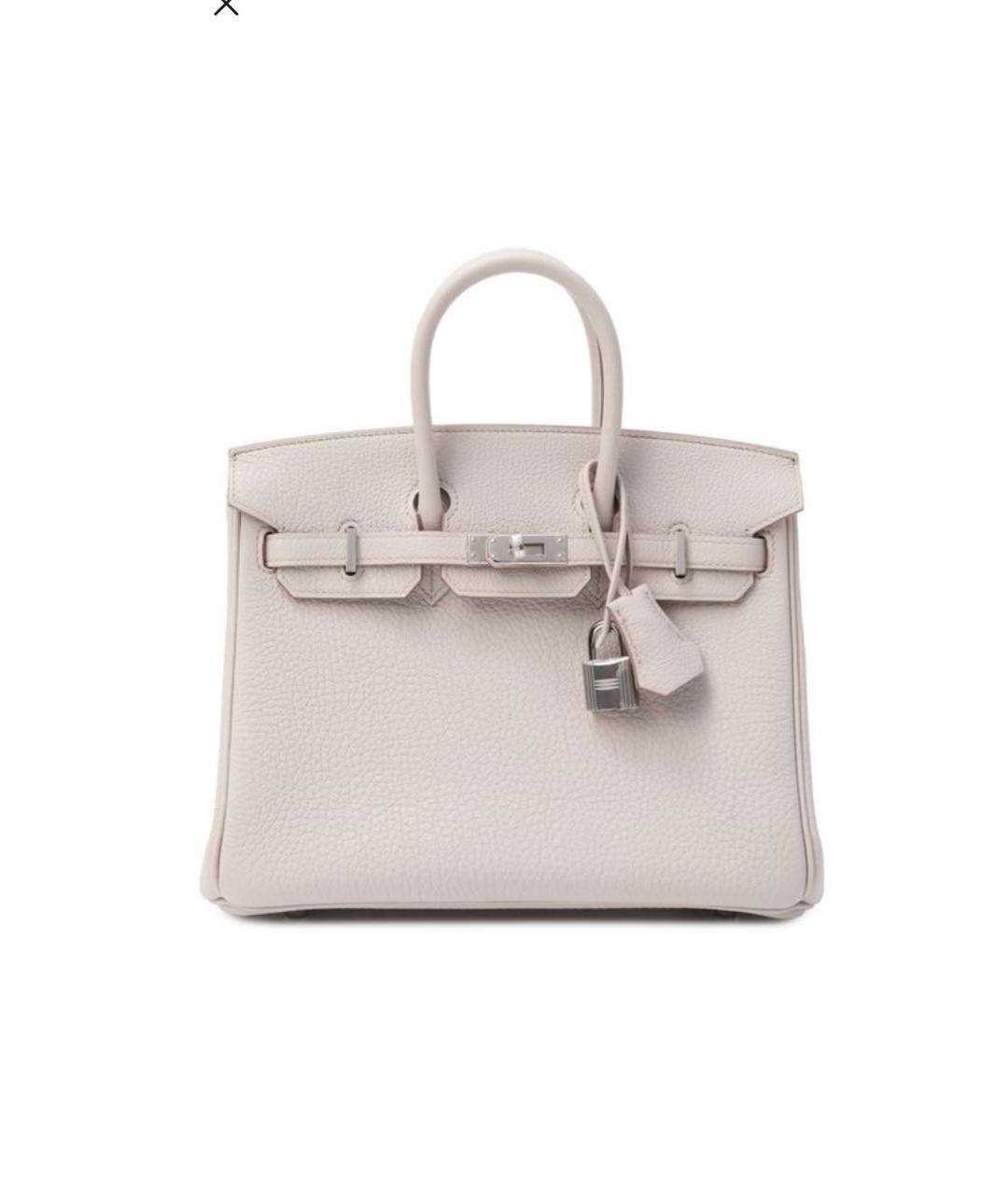 HERMES Бежевая кожаная сумка с короткими ручками, фото 9