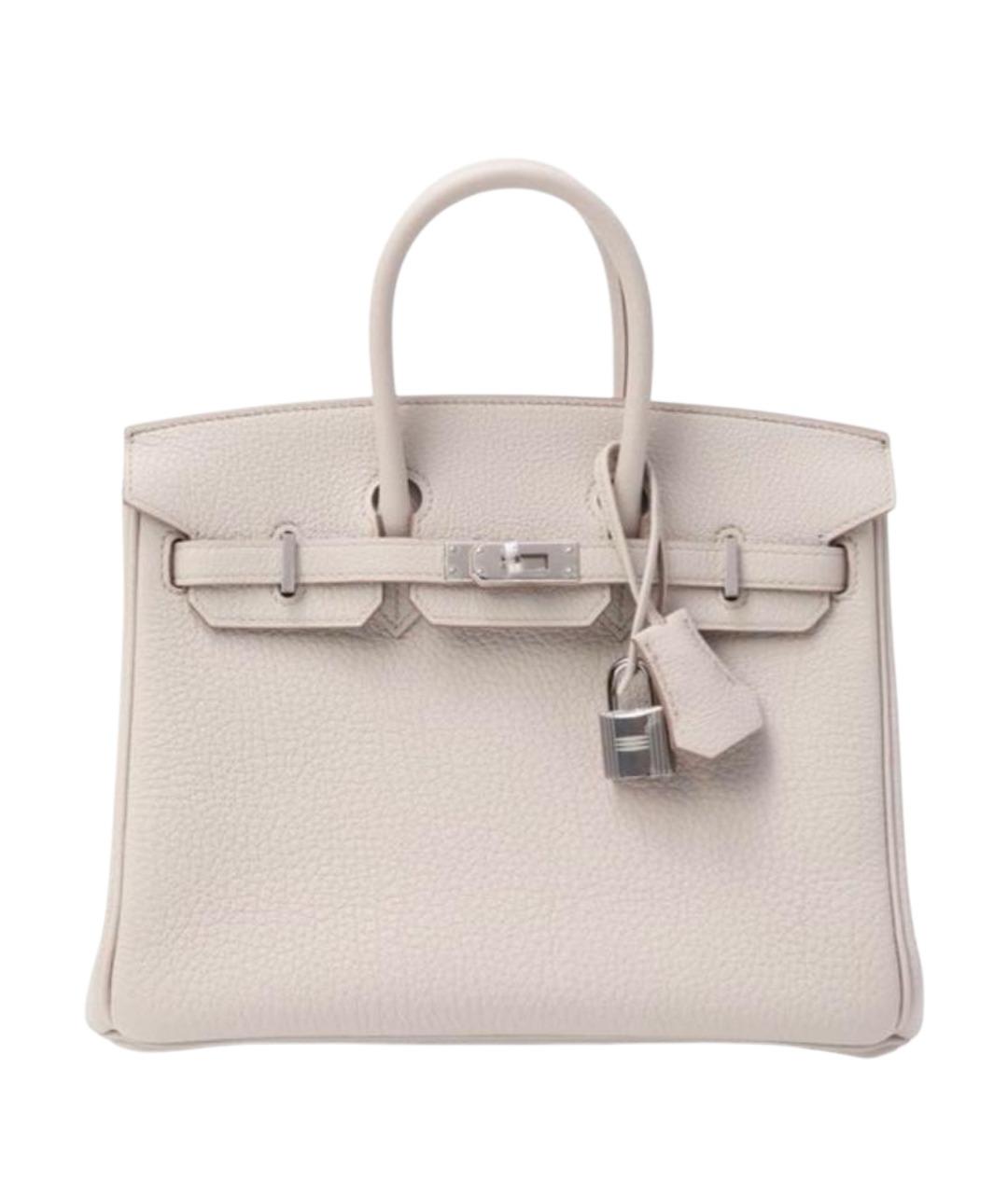 HERMES Бежевая кожаная сумка с короткими ручками, фото 1