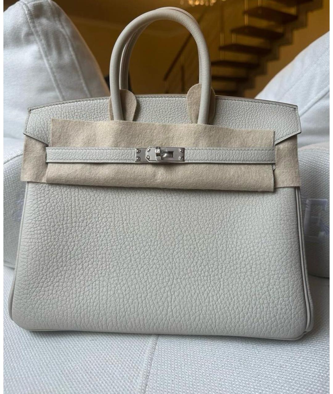 HERMES Бежевая кожаная сумка с короткими ручками, фото 7