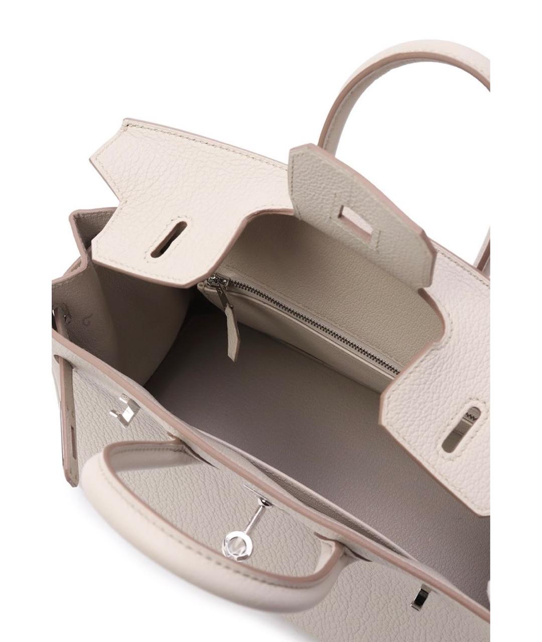 HERMES Бежевая кожаная сумка с короткими ручками, фото 3