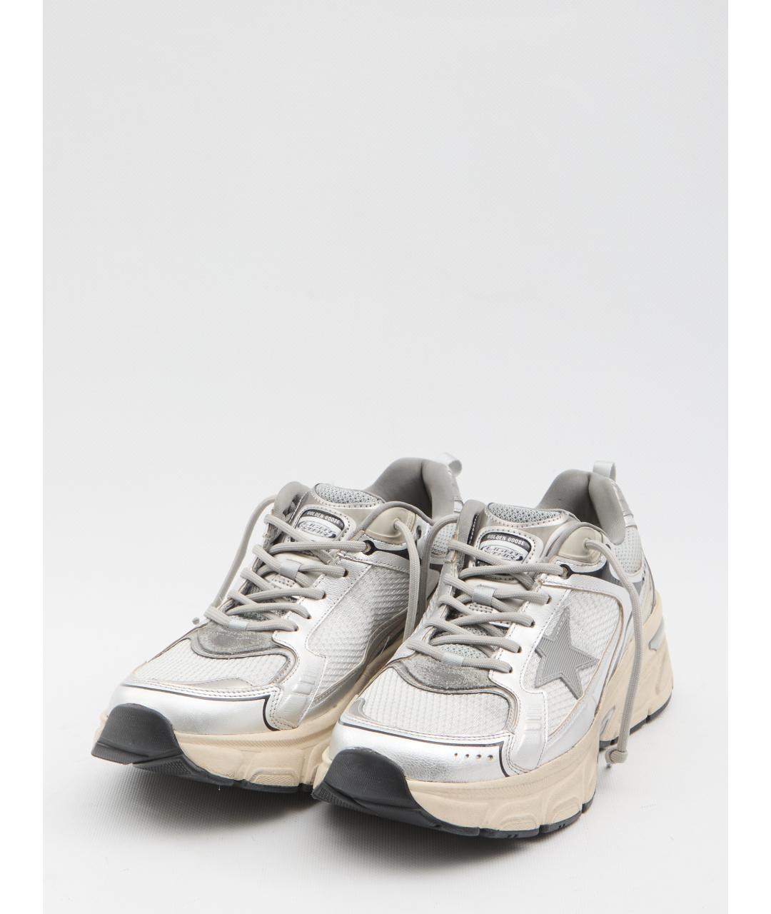 GOLDEN GOOSE DELUXE BRAND Серебряные кожаные кроссовки, фото 2