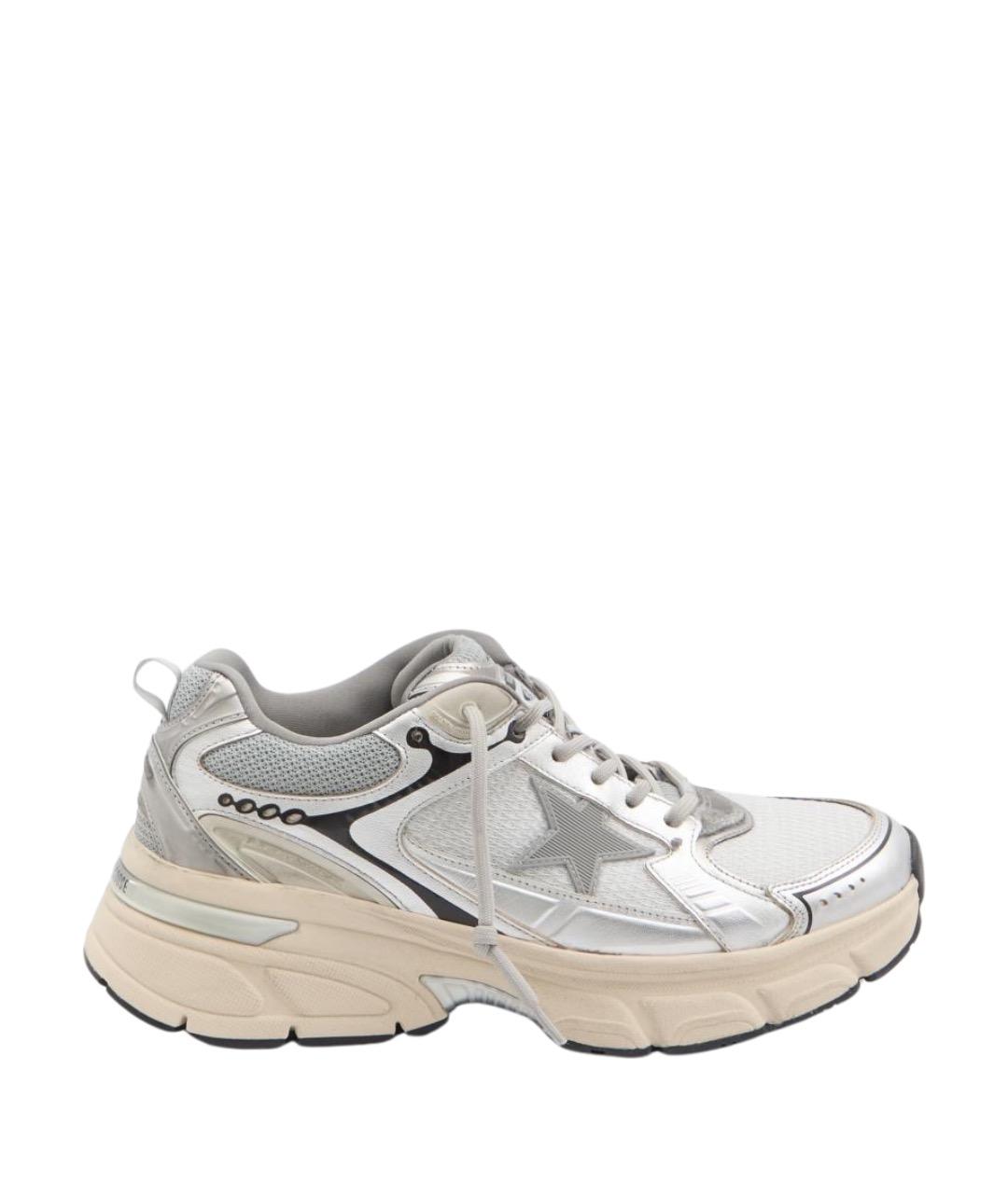 GOLDEN GOOSE DELUXE BRAND Серебряные кожаные кроссовки, фото 1