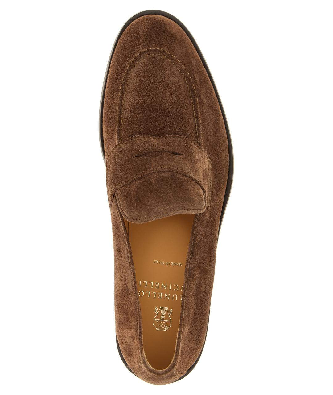 BRUNELLO CUCINELLI Коричневые замшевые лоферы, фото 4