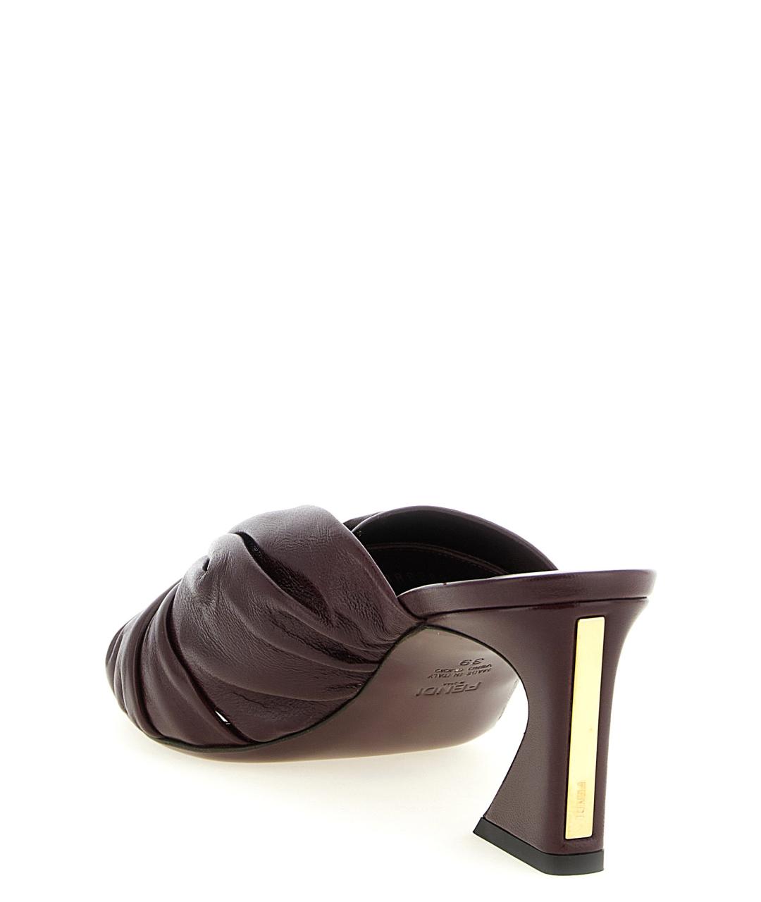 FENDI Бордовые кожаные мюли, фото 3