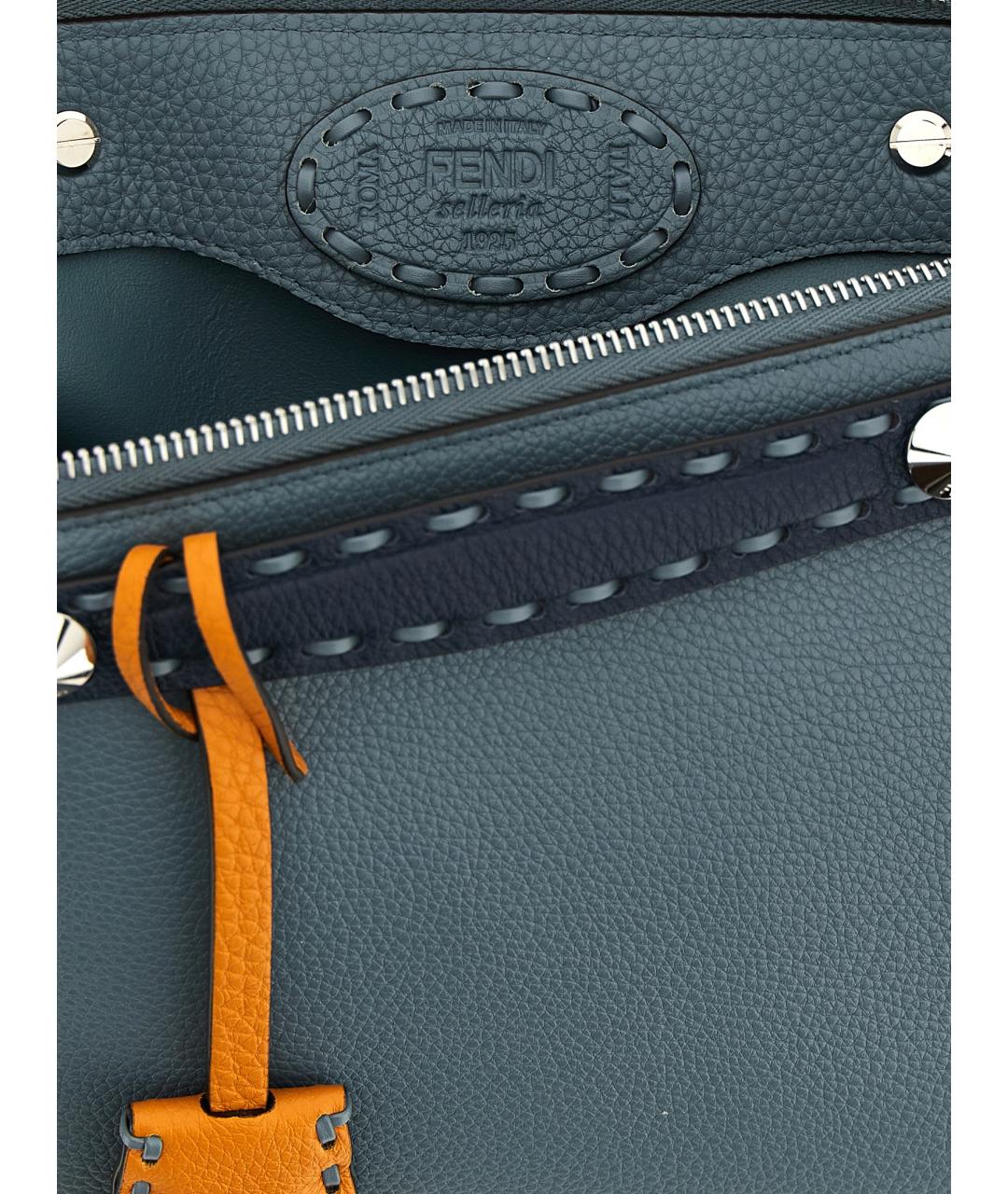 FENDI Голубая кожаная сумка тоут, фото 4
