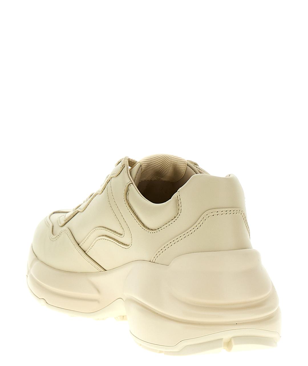 GUCCI Бежевые кожаные кроссовки, фото 3