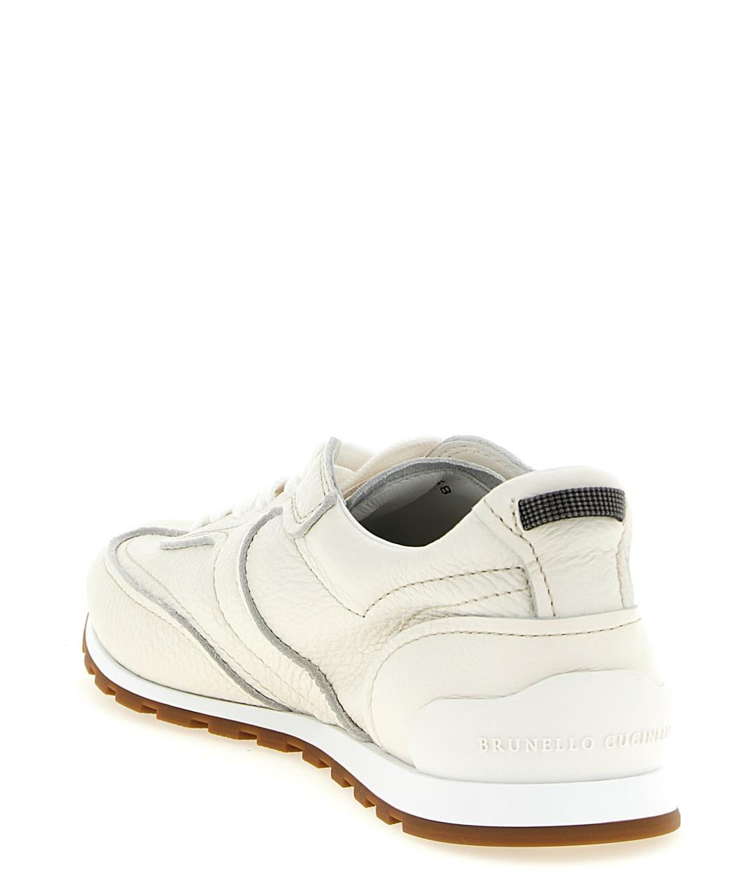 BRUNELLO CUCINELLI Белые кожаные кроссовки, фото 3